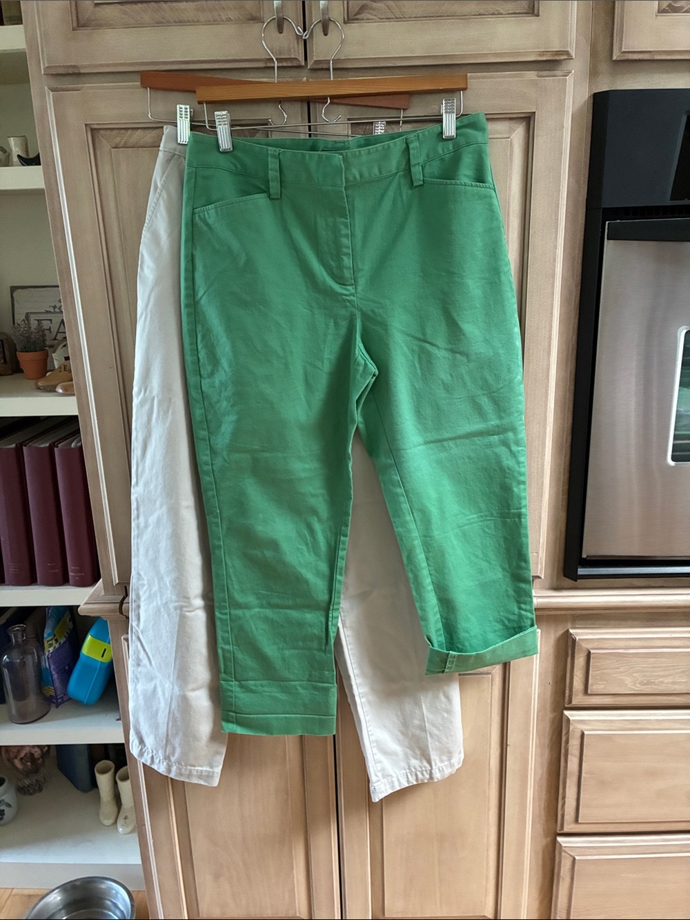 Lands' End 2 pairs Ankle Pants in Green & cream